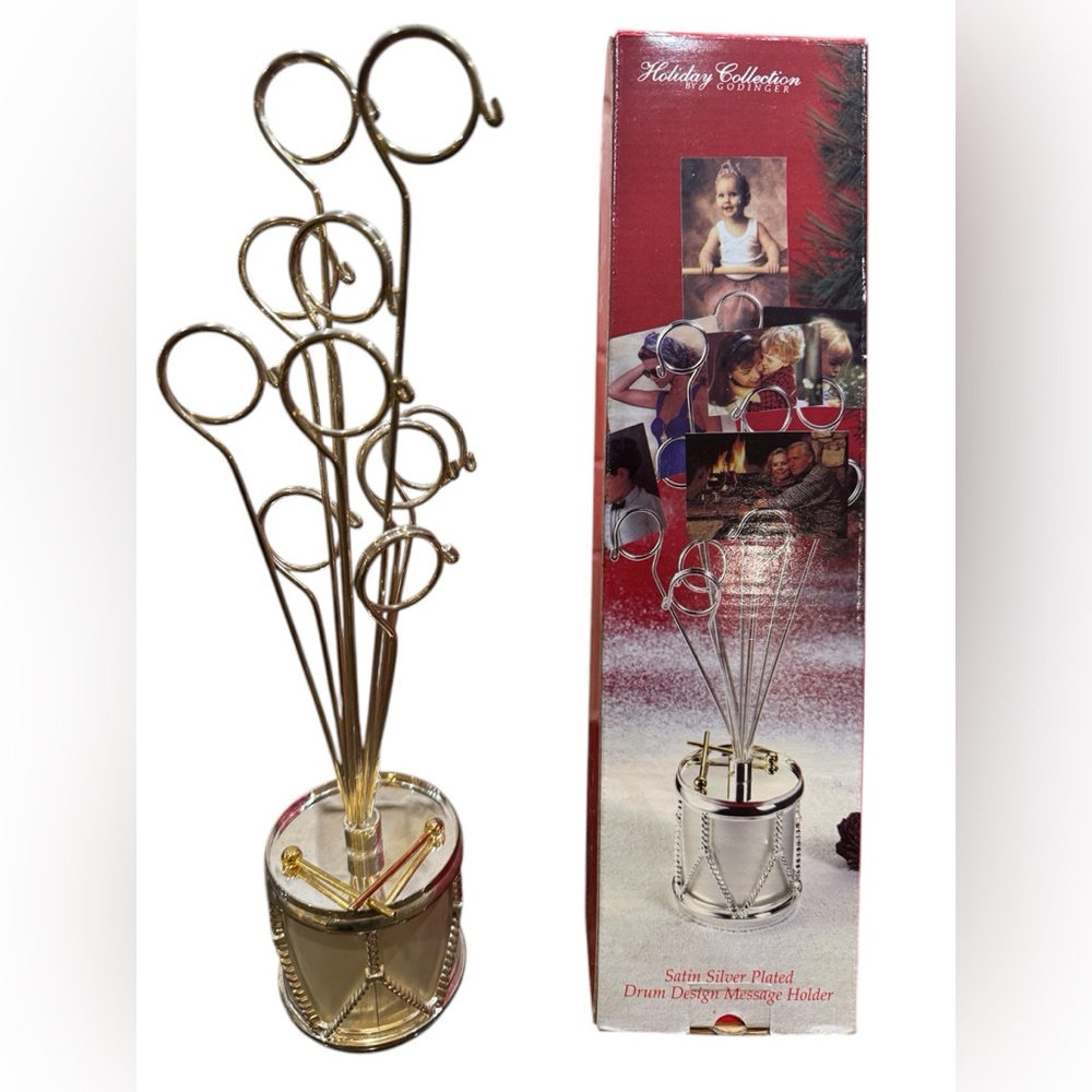 Satin Silver Plated Drum Design Message/ Picture Holder 12”